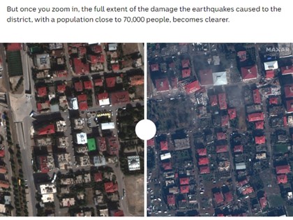 土耳其強震前後對比衛星照曝光 屋頂翻落地面瓦礫堆四散 