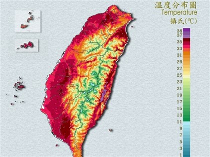 屏東三地門38.3度  雙北等7縣市局部逾37度