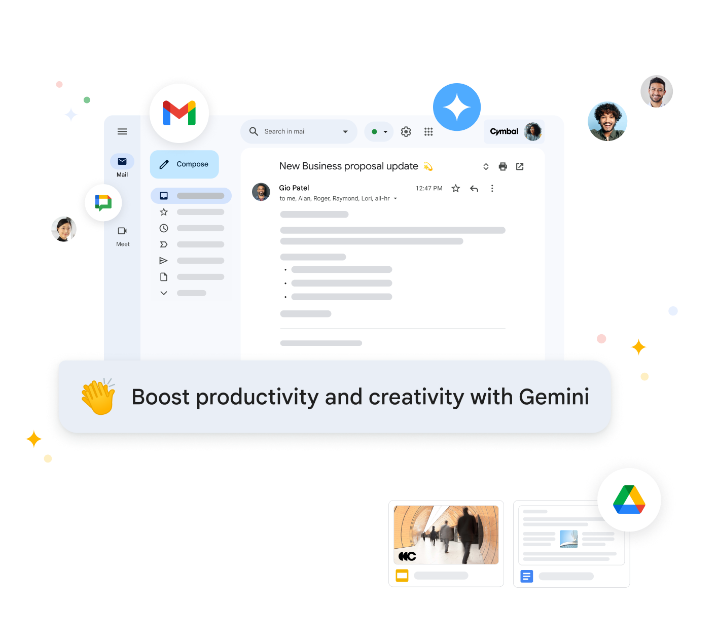 Gemini for Workspace summarises emails and suggests replies in Gmail to help boost productivity.