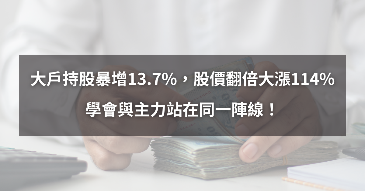 【Q4選股策略】大戶持股暴增13.7％，股價翻倍漲114％。學會與主力站同陣線！(贈3日專業版權限)