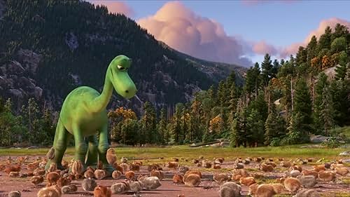 "The Good Dinosaur" asks the question: What if the asteroid that forever changed life on Earth missed the planet completely and giant dinosaurs never became extinct? In this epic journey into the world of dinosaurs, an Apatosaurus named Arlo makes an unlikely human friend. While traveling through a harsh and mysterious landscape, Arlo learns the power of confronting his fears and discovers what he is truly capable of.
