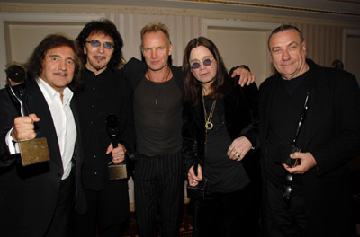 Sting, Ozzy Osbourne, Tony Iommi, Geezer Butler, Bill Ward, and Black Sabbath