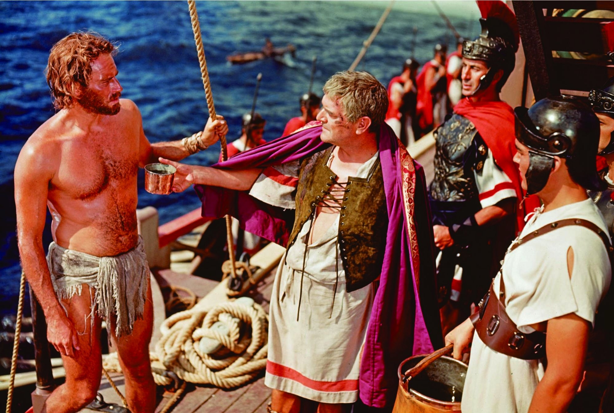 Charlton Heston, Jack Hawkins, and Ferdy Mayne in Ben-Hur (1959)