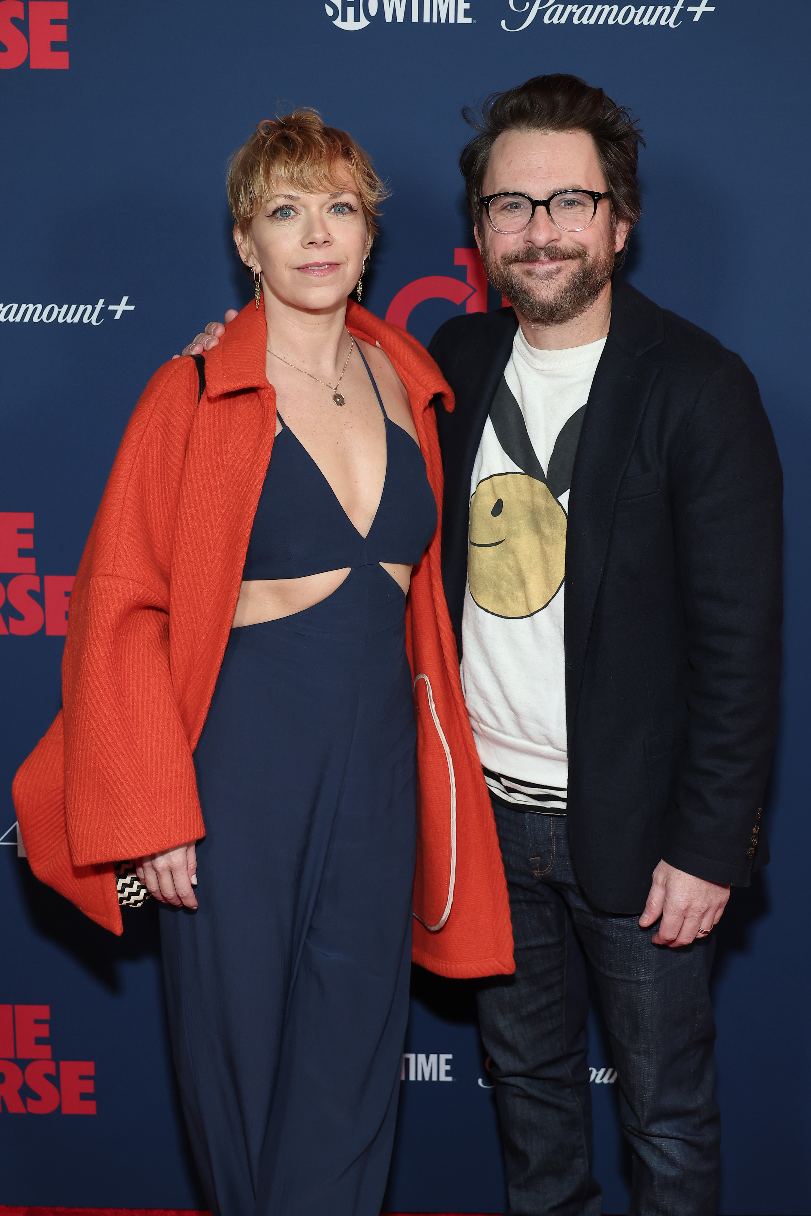 Charlie Day and Mary Elizabeth Ellis at an event for The Curse (2023)