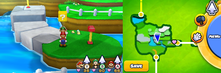 Block 48 in Sunbeam Plains of Mario & Luigi: Paper Jam.