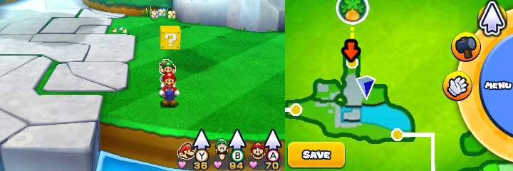 Block 49 in Sunbeam Plains of Mario & Luigi: Paper Jam.