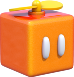 Artwork of a Propeller Box from Super Mario 3D World.