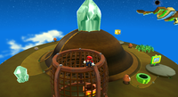 Mario in the Sky Station Galaxy.