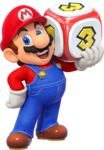 Artwork of Mario holding a Dice Block from Super Mario Party