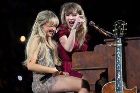 Taylor Swift performs with Sabrina Carpenter at Accor Stadium on February 23, 2024 in Sydney, Australia.