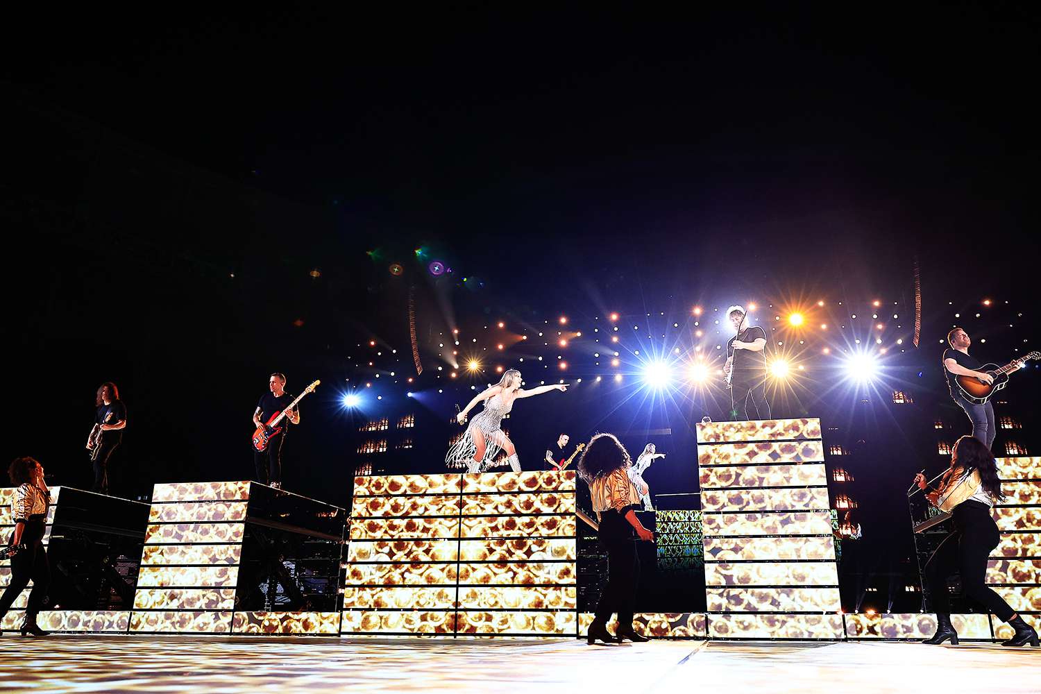 Taylor Swift performs onstage during "Taylor Swift | The Eras Tour" at Estadio Olimpico Nilton Santos on November 17, 2023 in Rio de Janeiro, Rio de Janeiro.