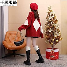 大尺碼女裝加厚紅色耶誕毛衣女設計感百搭熱門秋冬季2022年新款壬辰服飾