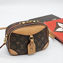 【哈極品】美品《 Louis Vuitton LV 老花字紋 Deauville Mini 相機包/斜背包》