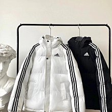 【智哥優選】福利特價??阿迪達斯Adidas冬季簡約三條杠連帽加厚情侶款棉衣學生面包服