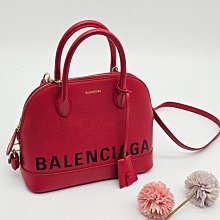 【哈極品】美品《 Balenciaga 巴黎世家 紅色 全皮 印字 手提包/貝殻包/斜背包/二用包》