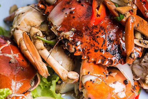 black pepper crab - one of the most popular ways that crab is served in Singaporean cuisine