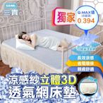 三貴SANKI 涼感紗立體3D透氣網床墊雙人150*186蘋果綠