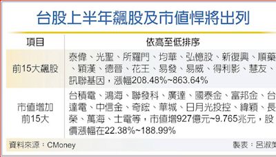 勇猛 上半年飆股、市值悍將出列