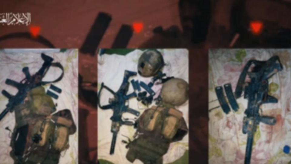哈瑪斯也公布一段影片，畫面中似乎顯示一名血跡斑斑的人在隧道內被拖行，並附上軍服和步槍的照片。