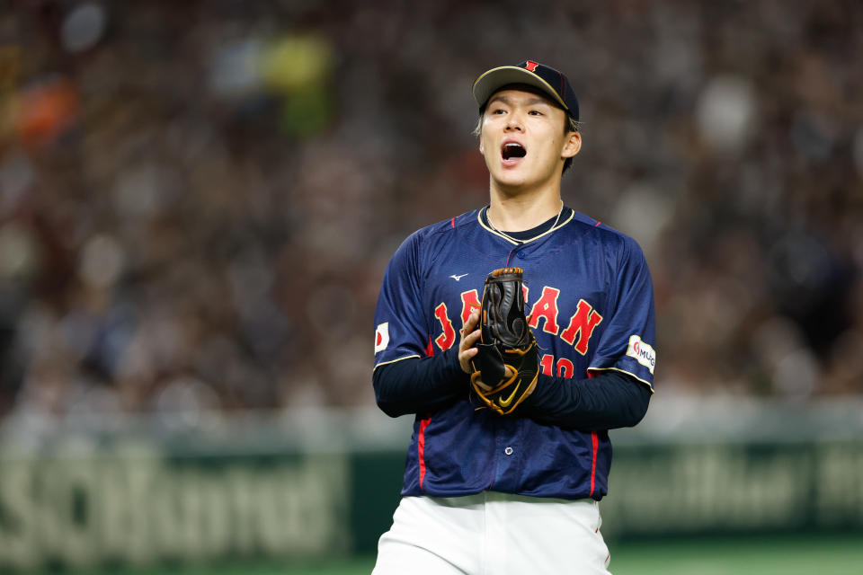 山本由伸以12年3.25億的合約總額改寫聯盟新紀錄。（Photo by Yuki Taguchi/WBCI/MLB Photos via Getty Images）