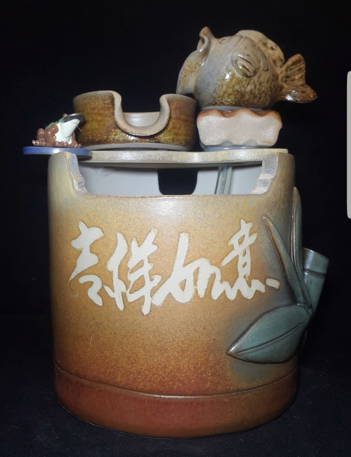 【星辰陶藝】(現貨，無滾球) 富竹有餘，開運流水盆，流水器，招財