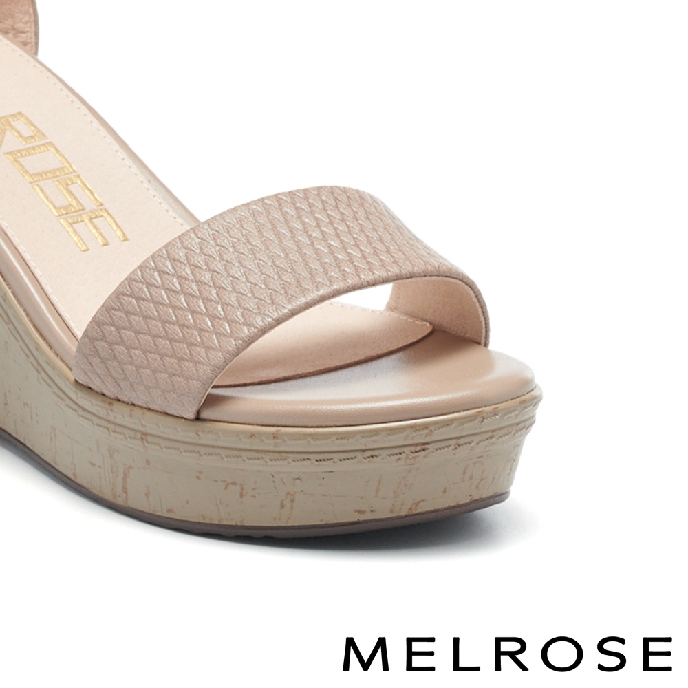涼鞋 MELROSE 美樂斯 夏日輕旅 氣質美學一字真皮踝帶厚底美型高跟涼鞋－杏 product image 6