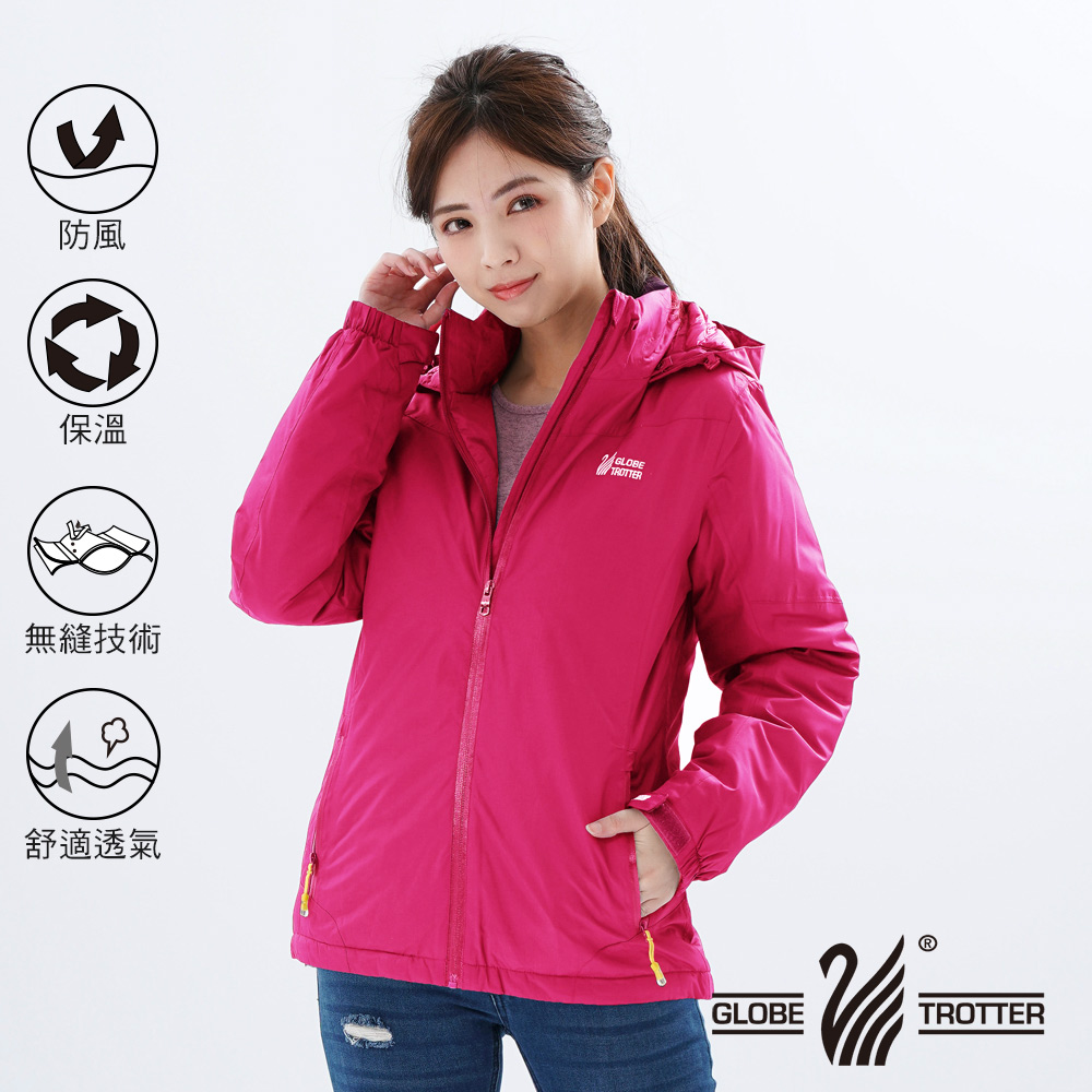 【遊遍天下】女款防風透濕保暖無車縫羽絨機能外套GJ22008玫紅 product image 4
