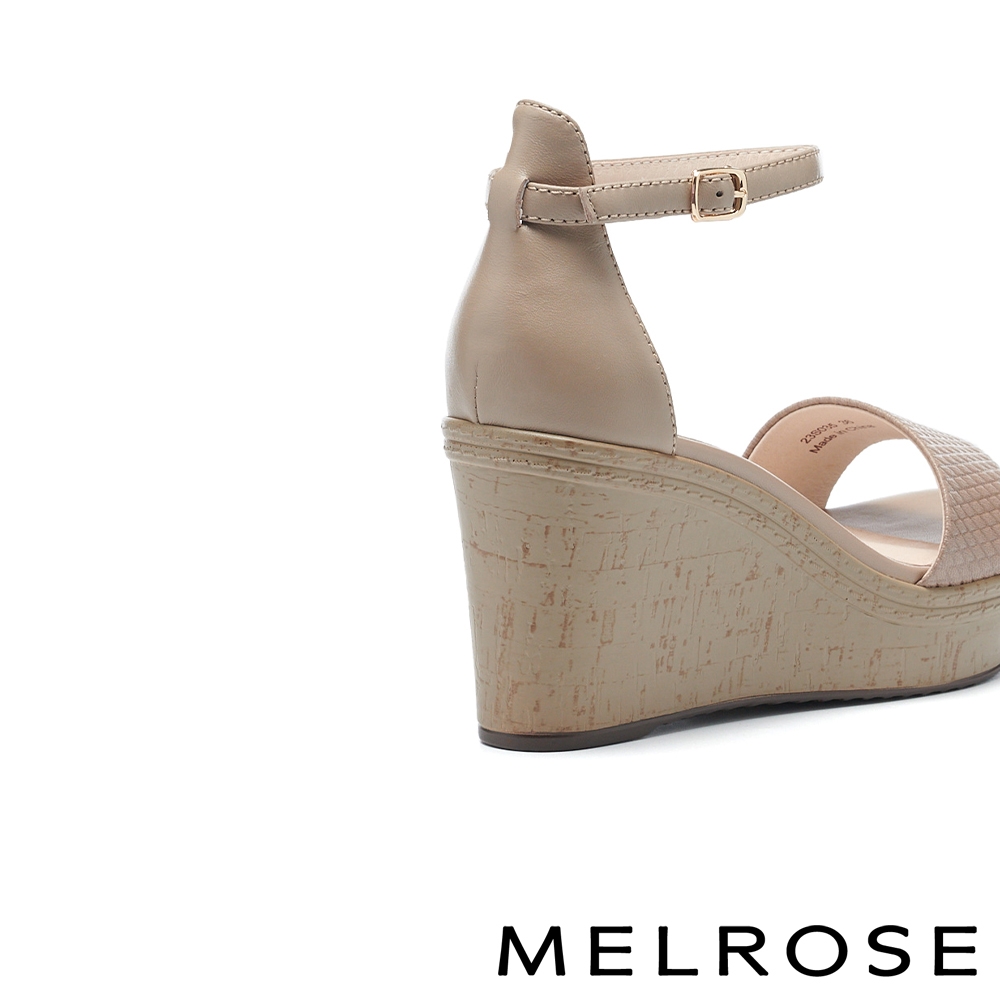涼鞋 MELROSE 美樂斯 夏日輕旅 氣質美學一字真皮踝帶厚底美型高跟涼鞋－杏 product image 4