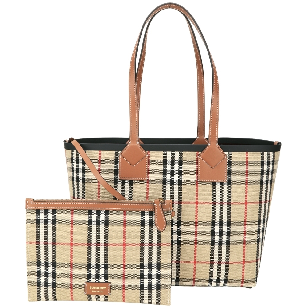 BURBERRY Freya/London [官網$59,000] 格紋拼小牛皮托特包-3款可選 product image 2