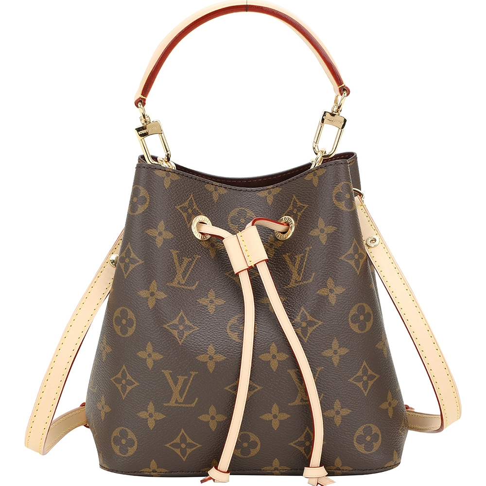 Louis Vuitton LV路易威登 M46581 NeoNoe BB 老花帆布手提/肩背束口水桶包(咖啡色)