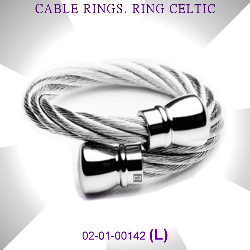 CHARRIOL夏利豪 Ring Celtic凱爾特人鋼索戒指-圓錐型飾頭銀鋼索L款 C6(02-01-00142) product image 5