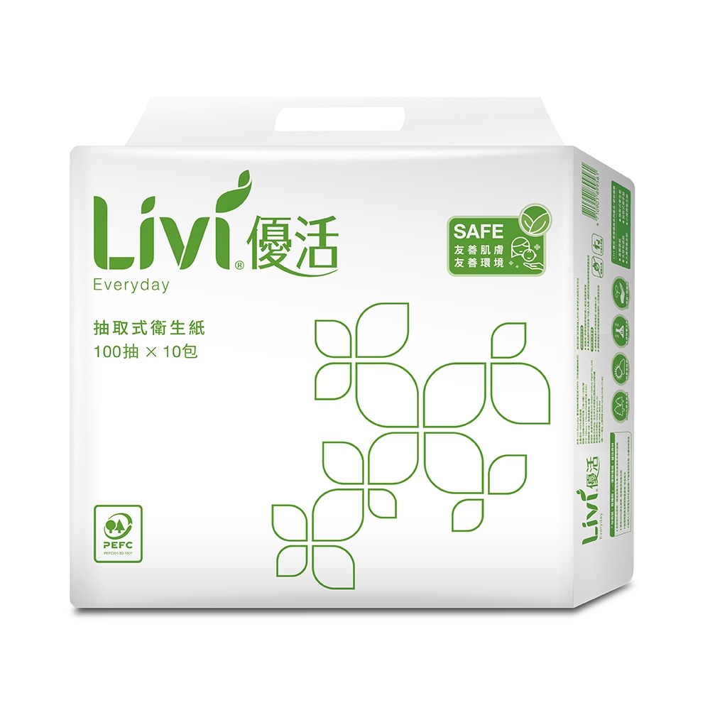 Livi優活抽取式衛生紙100抽x10包x6袋/箱 product image 2