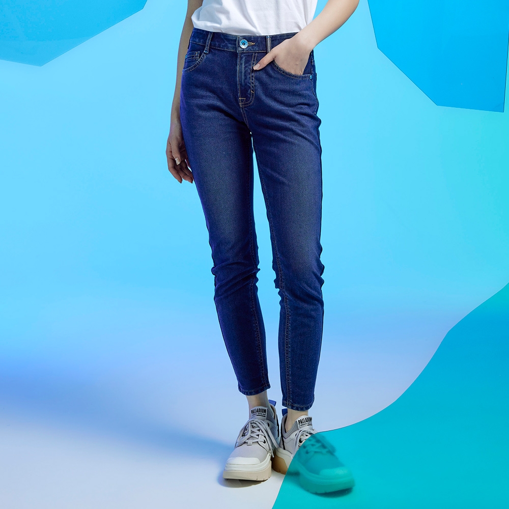 EDWIN JERSEYS 迦績 冰河玉永久涼感窄管直筒牛仔褲-女-中古藍 product image 2