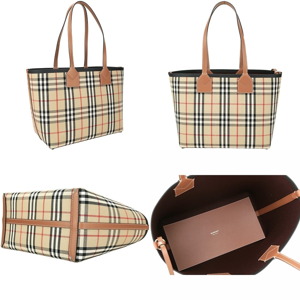 BURBERRY Freya/London [官網$59,000] 格紋拼小牛皮托特包-3款可選 product image 3