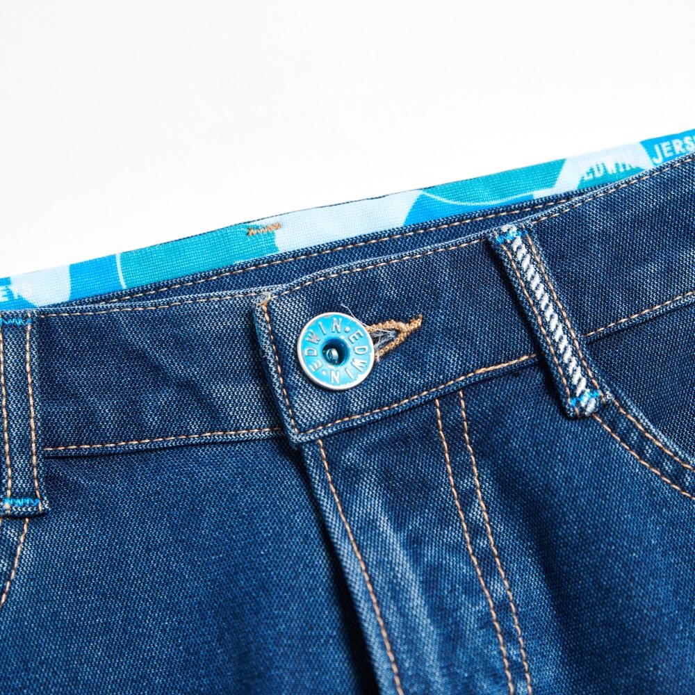 EDWIN JERSEYS 迦績 冰河玉永久涼感窄管直筒牛仔褲-女-中古藍 product image 5