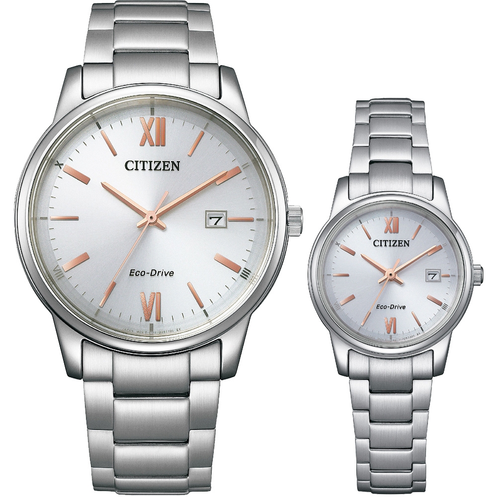 CITIZEN 星辰 光動能情侶手錶 對錶 送禮推薦-銀 BM6978-77A+EW2318-73A product image 2