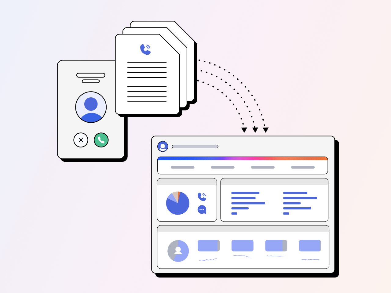 dashboard illustration for our omni channel solutions that incorporate voice and messaging data