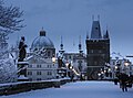 English: Snowy Charles Bridge Čeština: Zasněžený Karlův most