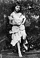 Alice Pleasance Liddell as a beggar girl, retouched: Supposed tear hole or ink-blot in photo digitally removed.