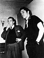 Ed Sullivan with Elvis during rehearsals for his second appearance on the Ed Sullivan Show, October 26, 1956