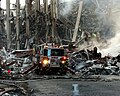 Fire engine in New York City, briefly after September 11th attacks