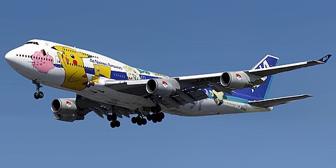 ANA Boeing 747-400 in Pokémon special colours