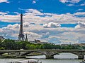 View over the Seine in Paris, Pont des Invalides in the foreground, Eiffel tower in the background