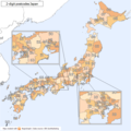 First 2-digit postcode areas of Japan