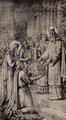 Saint Patern recevant des reliques (gravure de 1903 à propos des vitraux de l'église paroissiale).