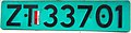 Green licence plate.