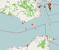 Ksar es-Seghir, Tanger Med port, Ceuta (Spain), Strait of Gibraltar, OSM-map