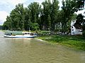 Rheinhäuser Fähre, ferry between Speyer and Rheinhausen-Oberhausen, at river rhine.