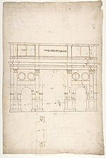 Thumbnail for File:Arch of Constantine, elev, partial plan (recto) Arch of Constantine, profiles of base, shaft and entablature (verso) MET DP810826.jpg
