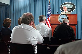 US Navy 040813-N-2568S-001 Secretary of the Navy Gordon R. England gives an update on the current status of the Combatant Status Review Tribunal.jpg